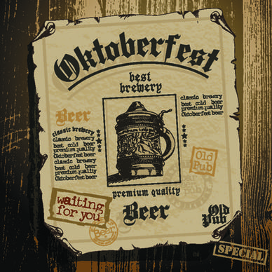 vintage oktoberfest beer poster vector