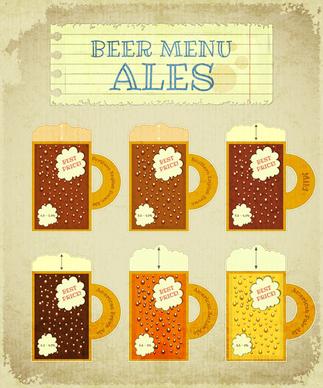 pub beer menu retro style vector