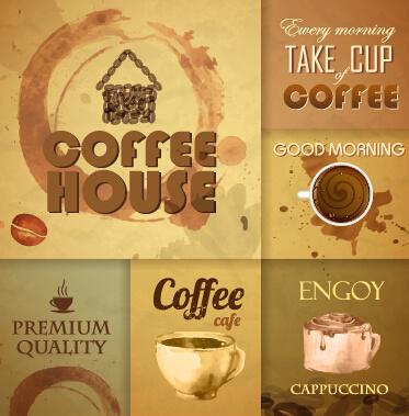 retro design coffee menu cover vector