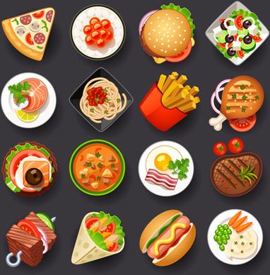 different tasty food set vector