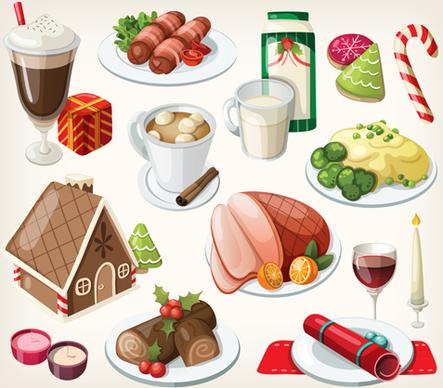 different tasty food set vector