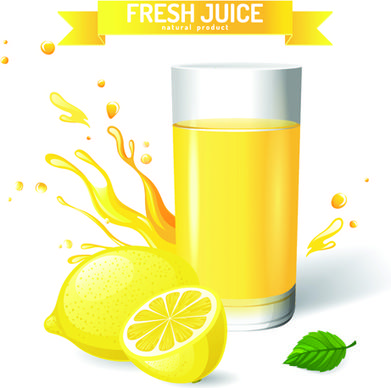 fresh juice with ribbon design graphic vector