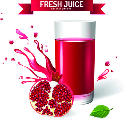 fresh juice with ribbon design graphic vector