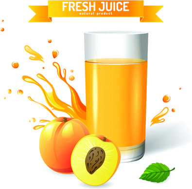 fresh juice with ribbon design graphic vector