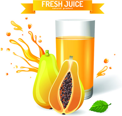 fresh juice with ribbon design graphic vector