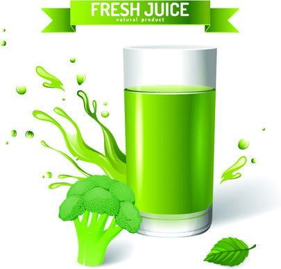 fresh juice with ribbon design graphic vector