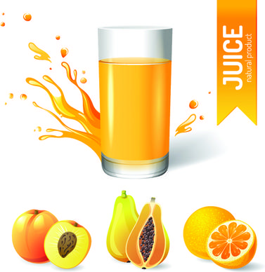 creative natural juice poster vector