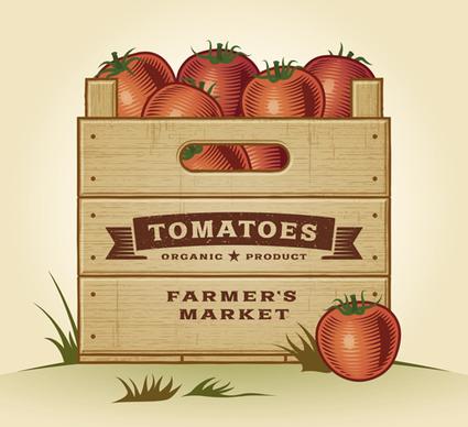 fresh tomato retro style poster vector