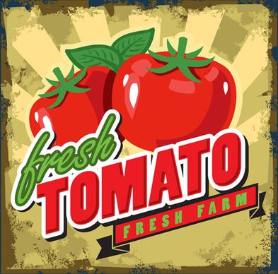 fresh tomato retro style poster vector