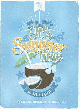 vintage poster happy summer design vector