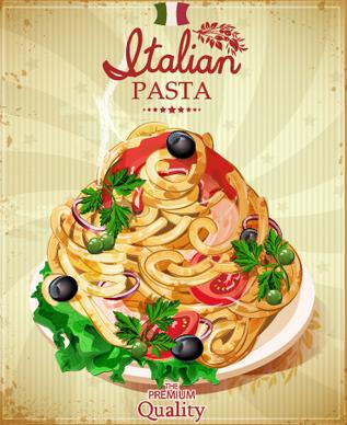 retro italian pasta menu cover vector