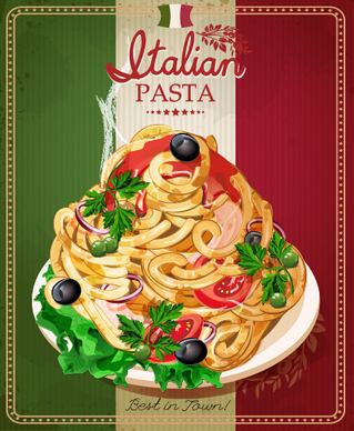 retro italian pasta menu cover vector