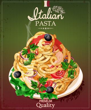 retro italian pasta menu cover vector