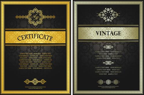 golden template certificate design vector