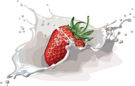 fresh strawberries and milk design vector