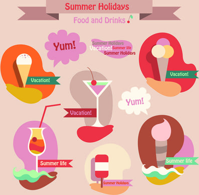 summer holiday food with travel vector