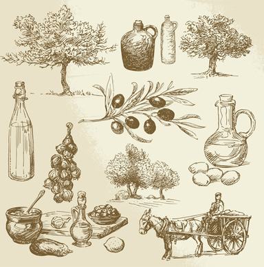 drawing foods retro illustrations vector