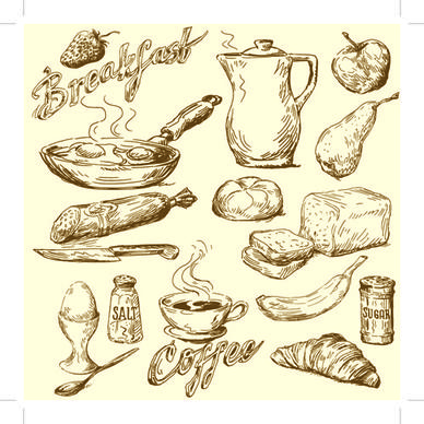 drawing foods retro illustrations vector