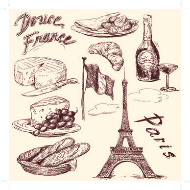 drawing foods retro illustrations vector