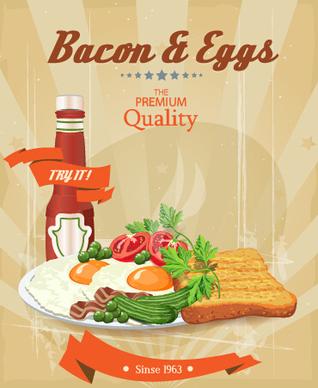 vector retro breakfast poster design graphic