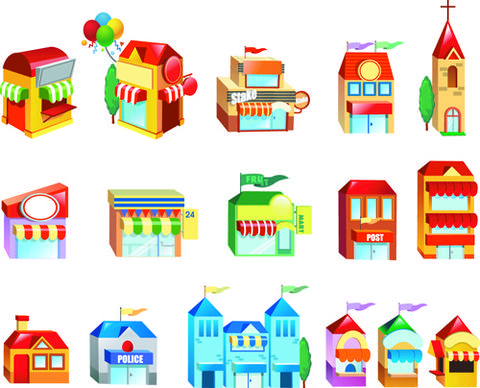 cute city houses creative vector