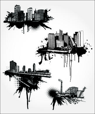 black with white city building design vector