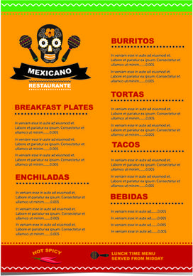 mexican restaurant menu creative vector