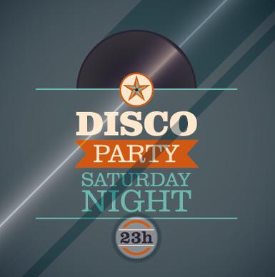 vintage disco party poster flyer design vector