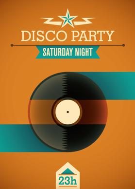 vintage disco party poster flyer design vector