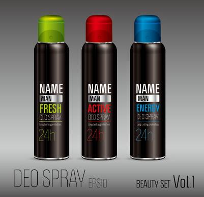 deo cosmetic bottle vector set