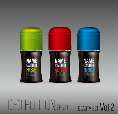 deo cosmetic bottle vector set