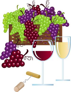 realistic grapes and wine design vector