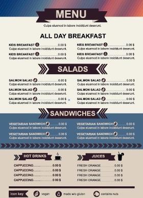 restaurant menu price list template vector