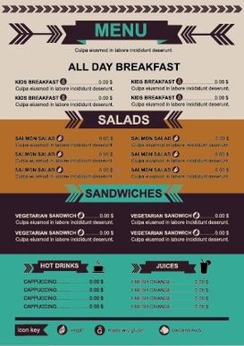 restaurant menu price list template vector