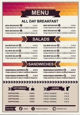 restaurant menu price list template vector