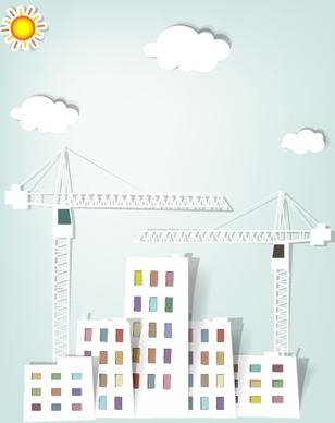 city buildings paper cut creative vector