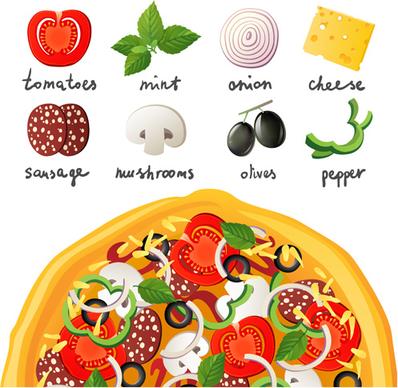 pizza elements vector graphics