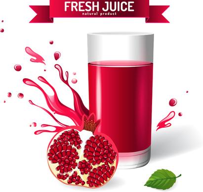 fresh pomegranate juice creative design vector