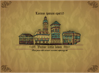 crumpled paper with vintage house vector