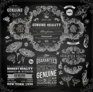 vintage ornaments covers for labels and frame vector