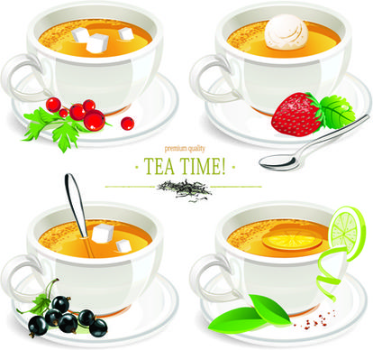 creative tea design elements vector set