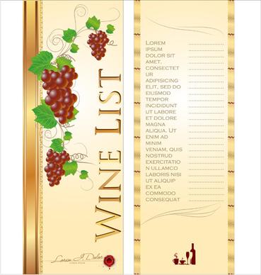 wine menu list creative vector