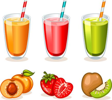 fruit drinks food vector graphic set