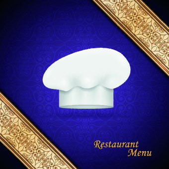 chef hat and restaurant menu cover design vector