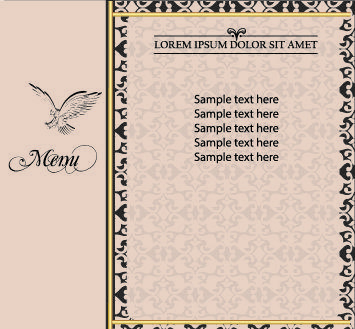 golden frame menu cover design vector