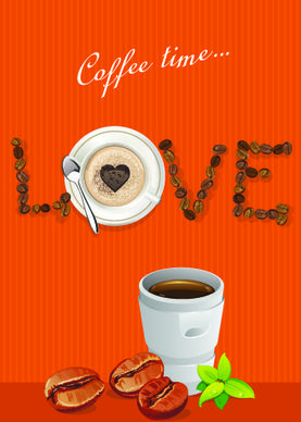 i love coffee theme poster design vector