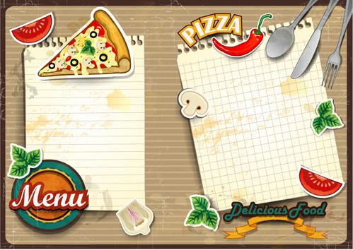 menu and pizza with text paper vector