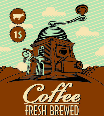 vintage coffee advertising poster design vector