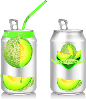 cantaloupe drinks with packing vector