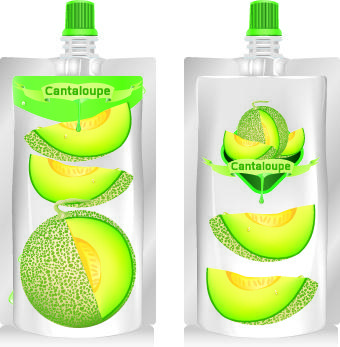 cantaloupe drinks with packing vector